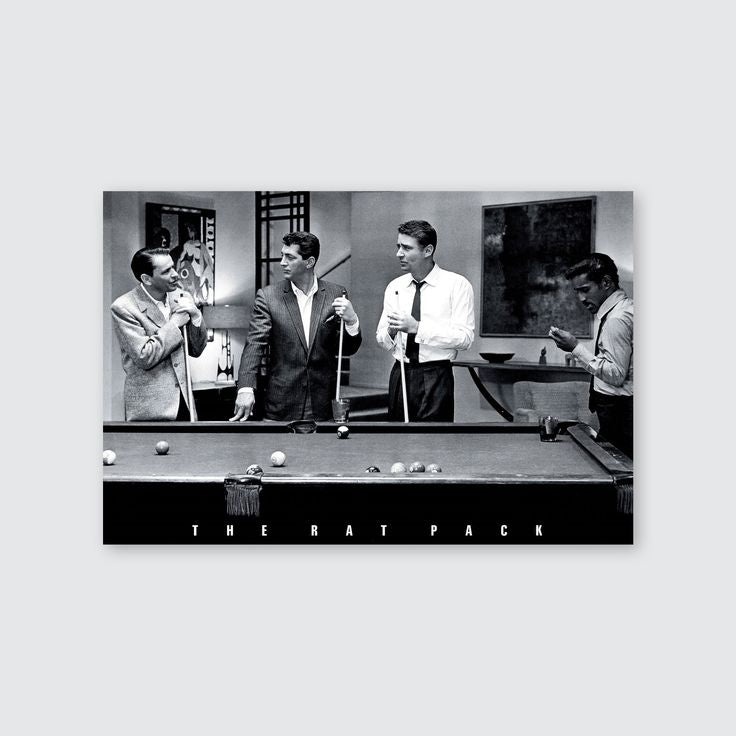Officially Licensed The Rat Pack Playing Pool Photograph Art Poster Retro Style - Size 24''x36''