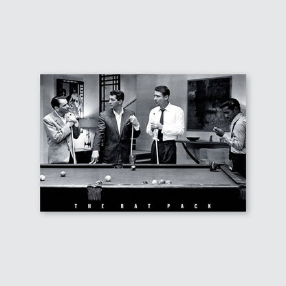 Officially Licensed The Rat Pack Playing Pool Photograph Art Poster Retro Style - Size 24''x36''