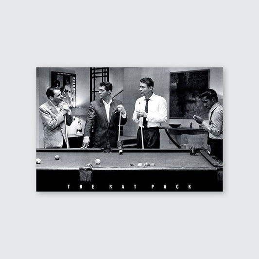 Officially Licensed The Rat Pack Playing Pool Photograph Art Poster Retro Style - Size 24''x36''