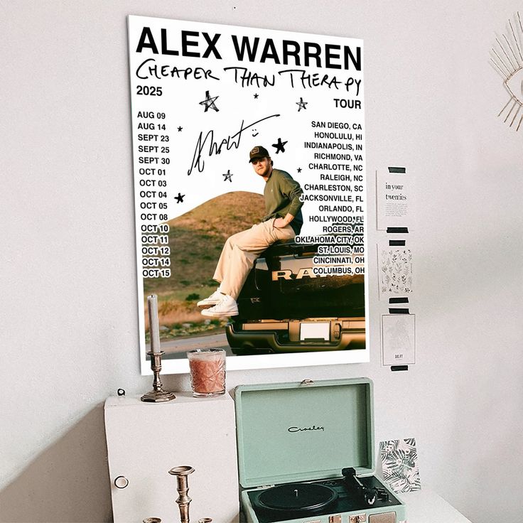 Alex Warren Tour 2025Cheaper Than Therapy Concert  Poster Size 24''x36''