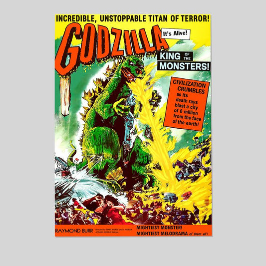 Godzilla King of Monsters Movie Poster Retro Style - Size 24''x36''