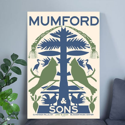 Mumford & Sons June 18, 2025 Blossom Music Center. Cuyahoga Falls, OH Poster Size 24''x36''