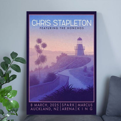 Music Poster Chris Stapleton Tour 2025 Spark Arena In Auckland Retro Style - Size 24''x36''