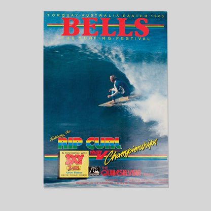 Surfing Poster -1983 RIP CURL BELL'S Surfing Competition Poster - Vintage Style - Size 24x36