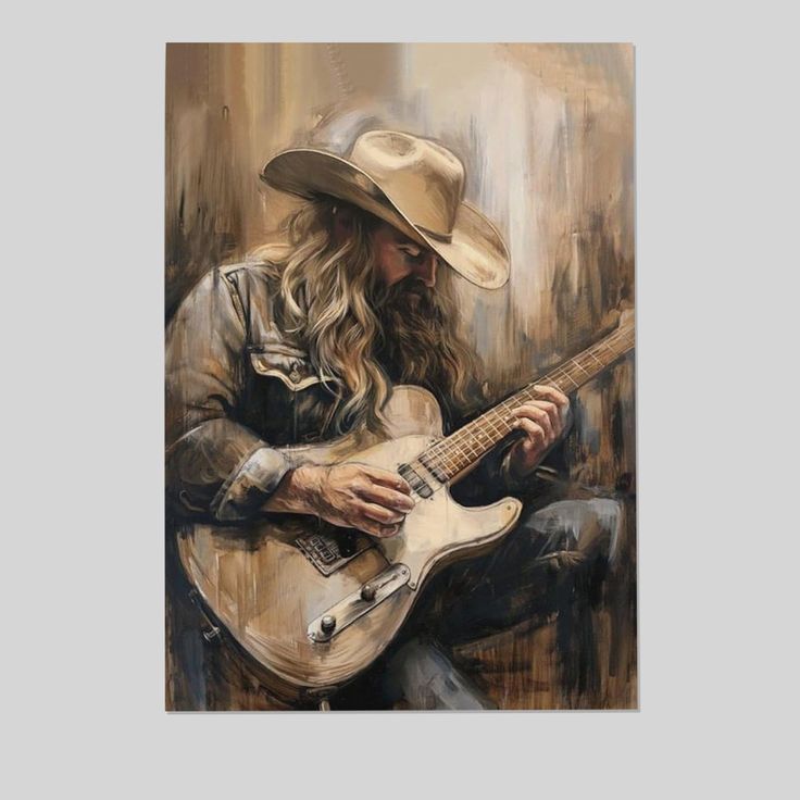 Music Poster  Chris Stapleton 8 Canvas Poster Retro Style - Size 24''x36''