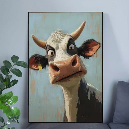 Lucky Shop Cow Wall Art, Humorous Animal Art Poster Full Size 24''x36''