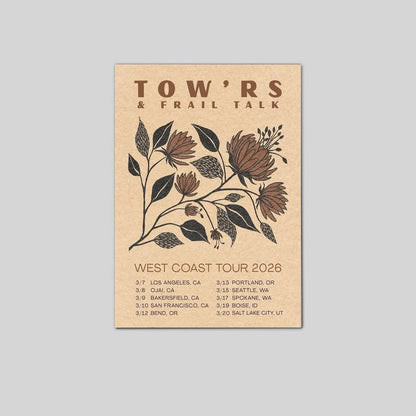 Tow'rs & Frail Talk West Coast Tour 2026 Poster Size 24''x36''