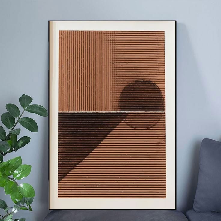 Brown Abstract Poster, Minimalist Geometric Wall Art Poster Full Size 24''x36''