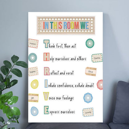 Carson Dellosa True to You 62-Piece In This Room We Thrive Bulletin Board Set, Motivational Bulletin Board Set With Positive Sayings for Growth Mindset Bulletin Board and Classroom Décor Retro Style - Size 24''x36''