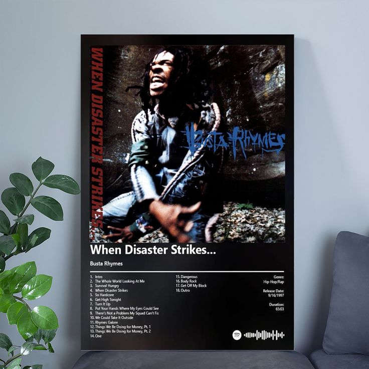 Music Poster -Busta Rhymes - When Disaster Strikes Album Retro Style - Size 24x36