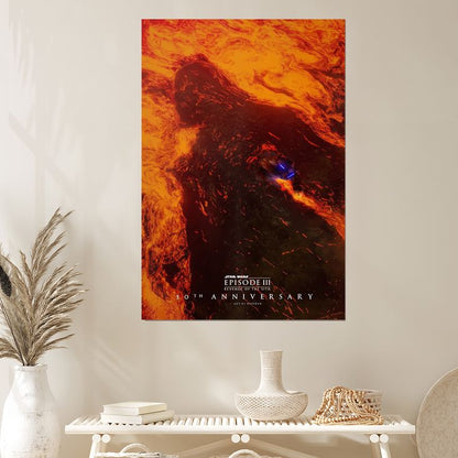 Cleveland Vinyl Star Wars Episode III Revenge of the Sith 20th Anniversary Lava & Fire Poster Birth of Darth Vader Retro Style - Size 24''x36''