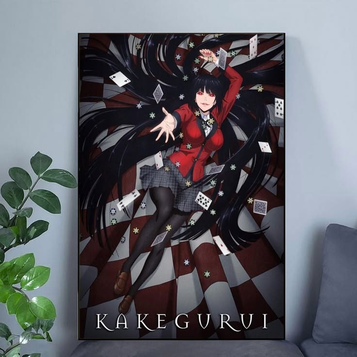 Yumeko Jabami Kakegurui Anime Aesthetic Poker and Cards Poster Size 24''x36''