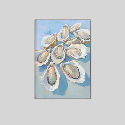 Blue Oyster Shell Poster, Abstract Coastal Beach House Art Poster Full Size 24''x36''