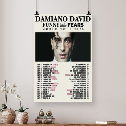 Damiano David Funny Little Fears World Tour 2025 Poster Size 24''x36''