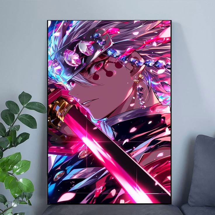 imetsu no Yaiba Uzui Tengen Sound Pillar Neon Aesthetic Wall Art Poster Size 24''x36''