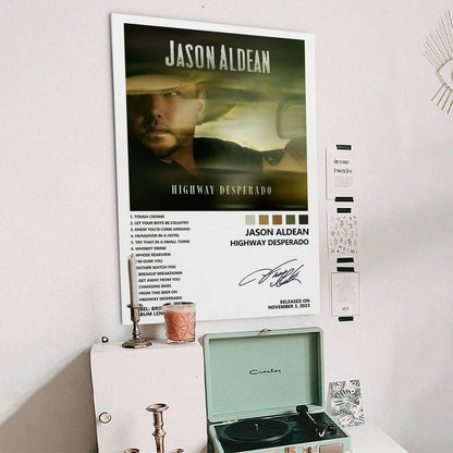 Jason Aldean Poster Highway Desperado Album Cover Poster for Bedroom Aesthetic Size 24''x36''