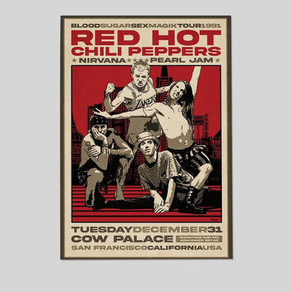 Music Poster - Red Hot Chili Peppers Retro Style - Size 24x36