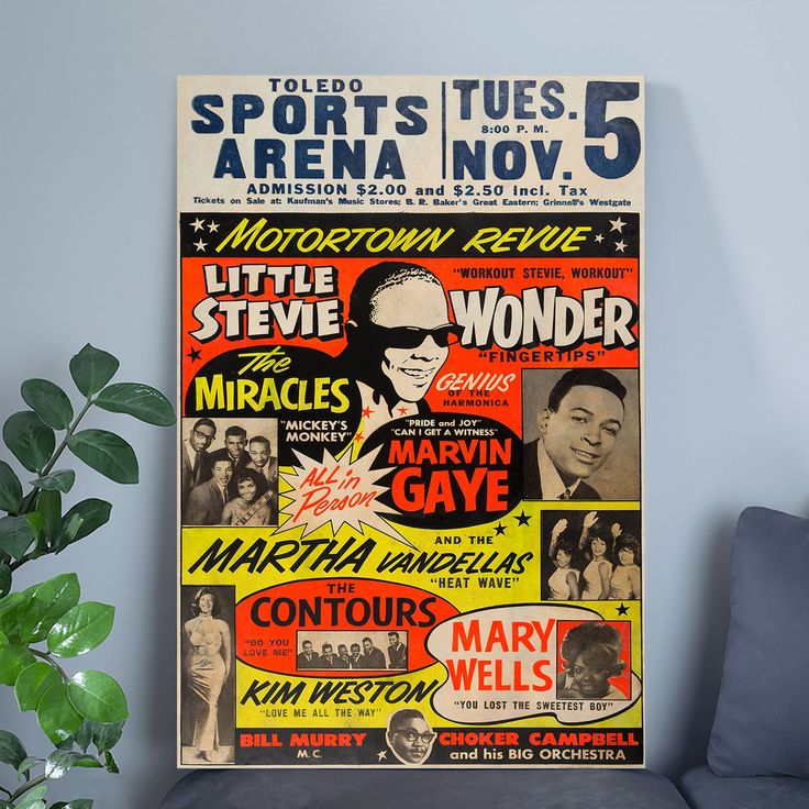 Motown Black Music - African American Wall Art - Black Art - Black Culture - Black History - Stevie Wonder, Marvin Gaye Concert Posters Wall Decor Size 24''x36''