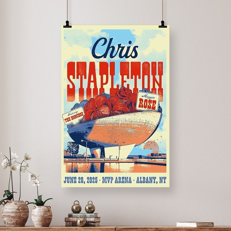 Music Poster Chris Stapleton Jun 20 2025 MVP Arena Albany NY Tour Poster Retro Style - Size 24''x36''