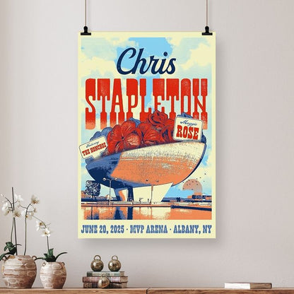 Music Poster Chris Stapleton Jun 20 2025 MVP Arena Albany NY Tour Poster Retro Style - Size 24''x36''