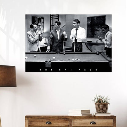 Officially Licensed The Rat Pack Playing Pool Photograph Art Poster Retro Style - Size 24''x36''
