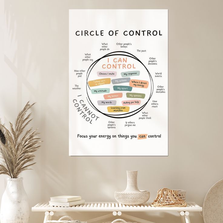 Circle of Control Poster-  Mindfulness Office Art Poster Size 24''x36''