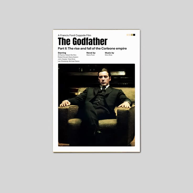 The Godfather Part 2 Poster, Classic Cinematic and Vintage inspired Wall Art