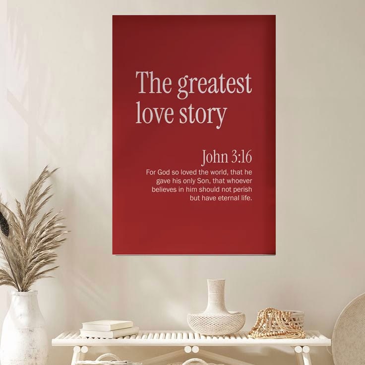 Minimalist Christian Wall Art Red Poster Full Size 24''x36''