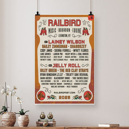 LAINEY WILSON JELLY ROLL RILEY GREEN Railbird Festival 2025 Ltd Ed RARE Poster Size 24''x36''