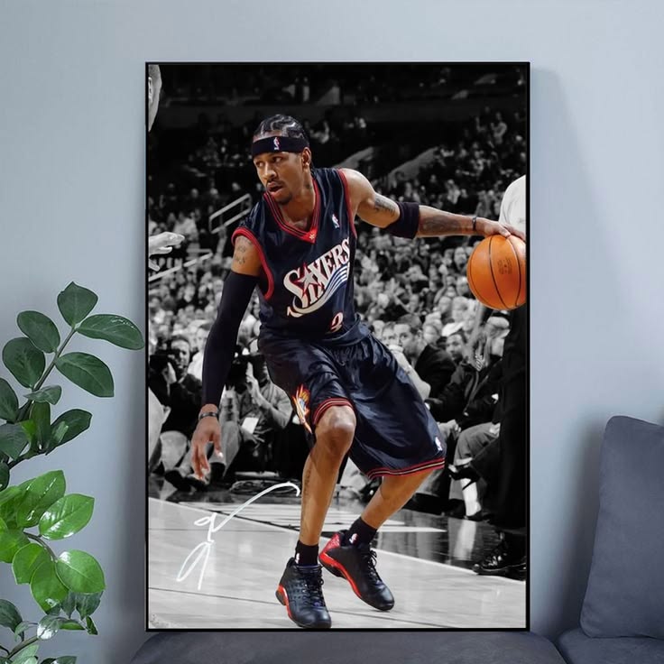 Allen Iverson Signed Wall Art Poster Legend Printable Basketball Size 24''x36''