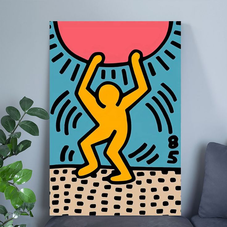 Nationcog Man Carrying The Sun, Exhibition Poster, Man Holding Sun, Contemporary Street Art Retro Style - Size 24''x36''