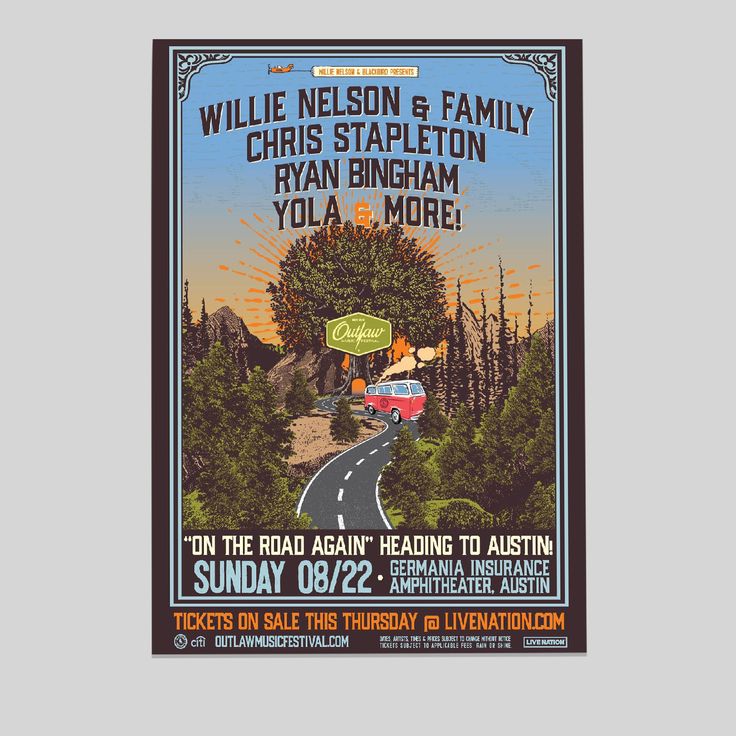Chris Stapleton Back on the road again with Outlaw Music Festival Poster Size 24''x36''
