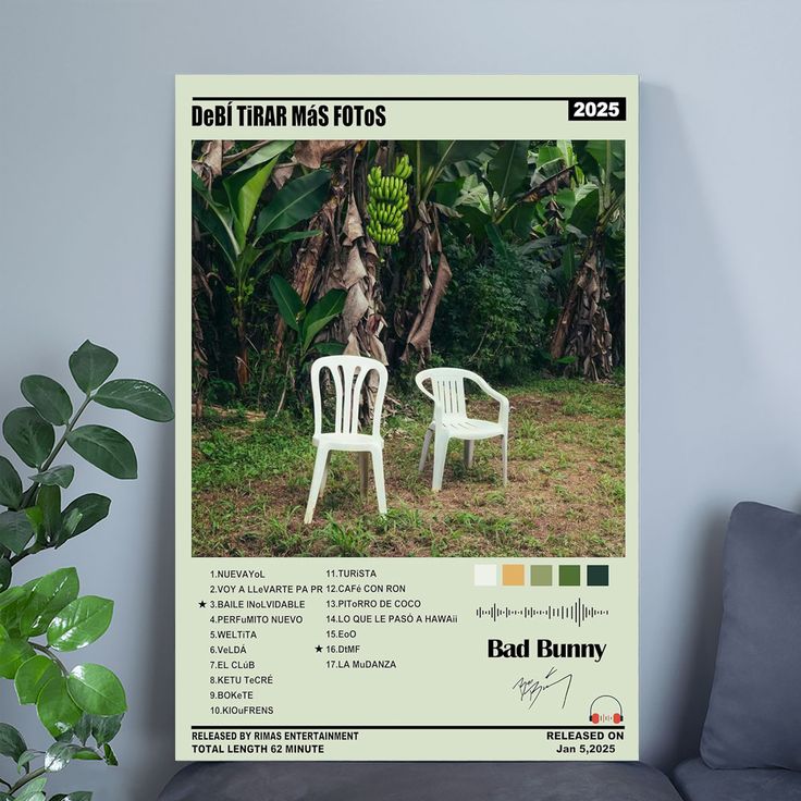 Bad Bunny Poster Latin Music Poster Art Decor Painting Aesthetic Wall Art Canvas for Bedroom Decor Size 24''x36''