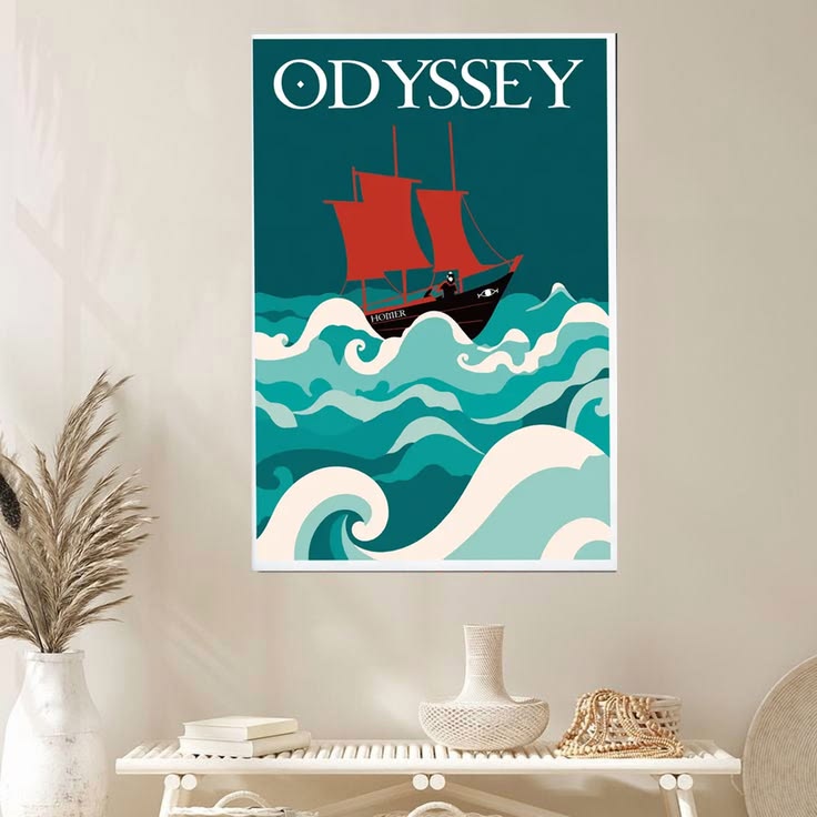 Vintage The Odyssey, Greek Mythology Poster Full Size 24''x36''
