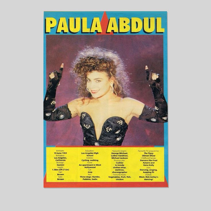 Music Poster - Paula Abdul Retro Style - Size 24x36