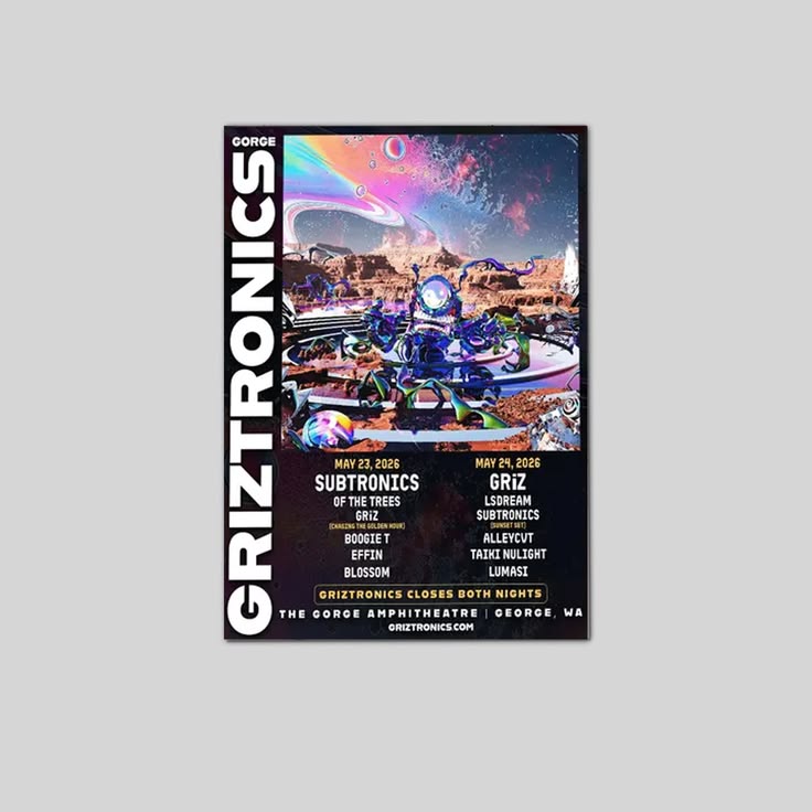 GRIZTRONICS Concert Poster, Subtronics x GRiZ Festival Wall Art, EDM Tour Print, Bass Music Poster, Psychedelic Concert Decor