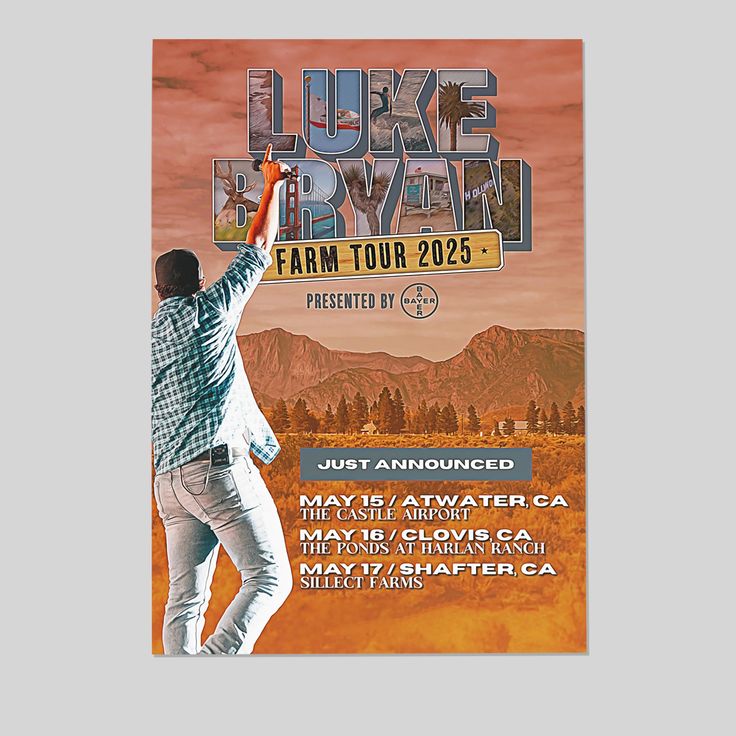 2025 Luke Bryan Poster Announces Fall Dates for Farm Tour Poster Size 24''x36''