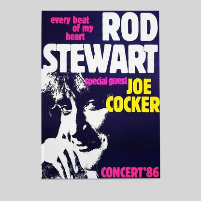 1986 ROD STEWART CONCERT POSTER WALL ART PRINT WITH JOE COCKER BERLIN GERMANY Size 24''x36''