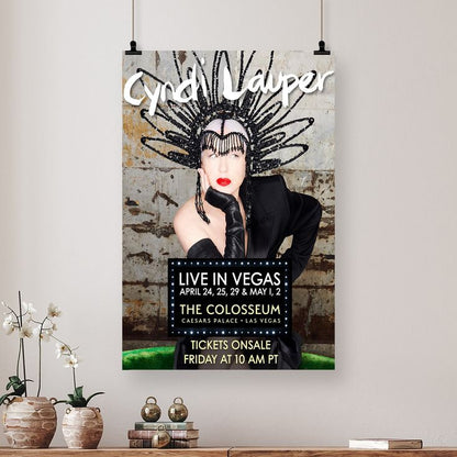 Music Poster Cyndi Lauper Live In Las Vegas The Colosseum 2025 Retro Style - Size 24''x36''