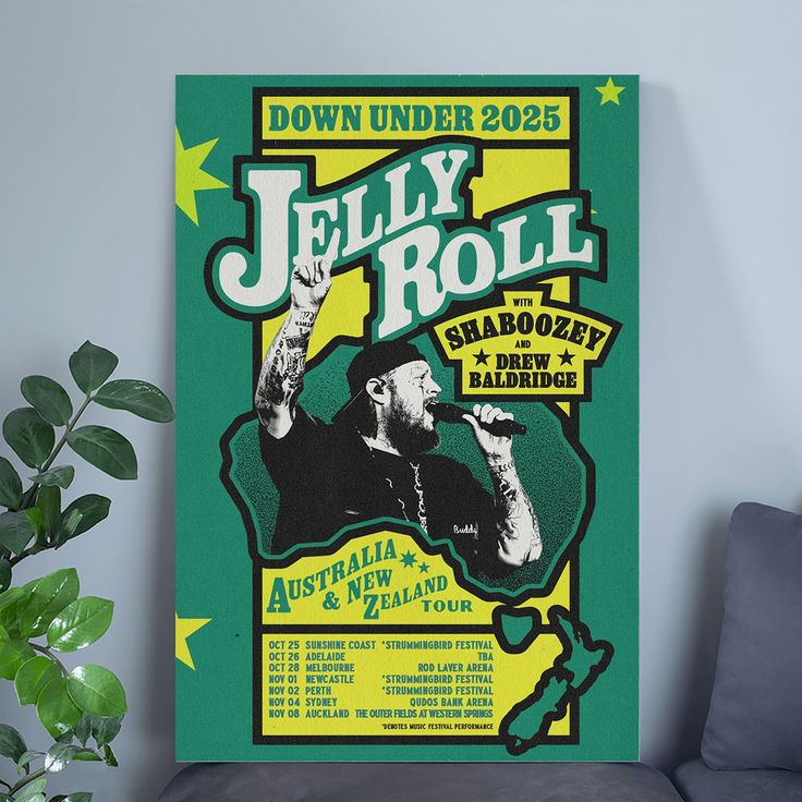 Jelly Roll Australia & New Zealand Tour 2025 Poster Size 24''x36''