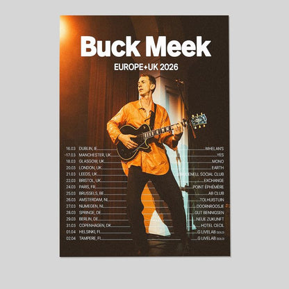 Music Poster Big Thief Buck Meek Music Europe Tour 2026 Retro Style - Size 24''x36''