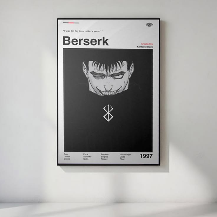 Berserk Guts Anime Poster: Minimalist Manga Art Print