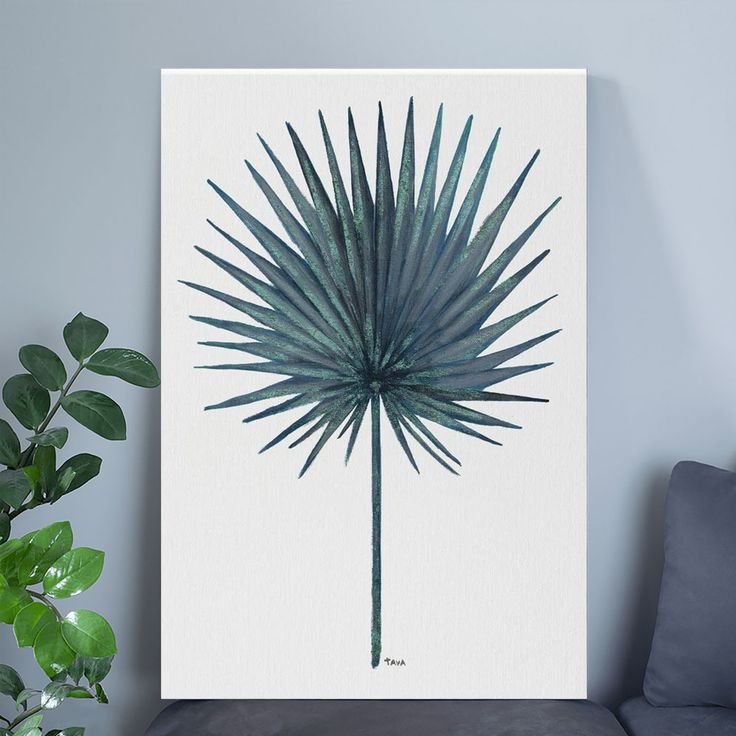 Renditions Gallery Blue Oasis II Wall Art, Premium Gallery Wrapped Canvas Decor, Ready to Hang Retro Style - Size 24''x36''