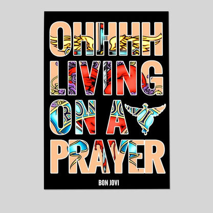 Bon Jovi - Living on a Prayer - Vintage Rock Band Wall Art, This Ready to Frame Song Lyric Poster is Good Size 24''x36''