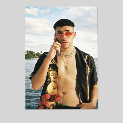 Bad Bunny poster Bedroom dorm room poster Size 24''x36''