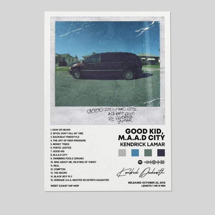 Kendrick Poster Lamar Good Kid, M.A.A.d City Album Cover Canvas Posters for Room Aesthetic Gift Size 24''x36''