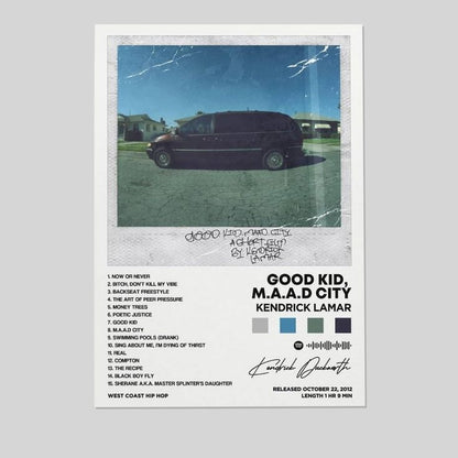 Kendrick Poster Lamar Good Kid, M.A.A.d City Album Cover Canvas Posters for Room Aesthetic Gift Size 24''x36''