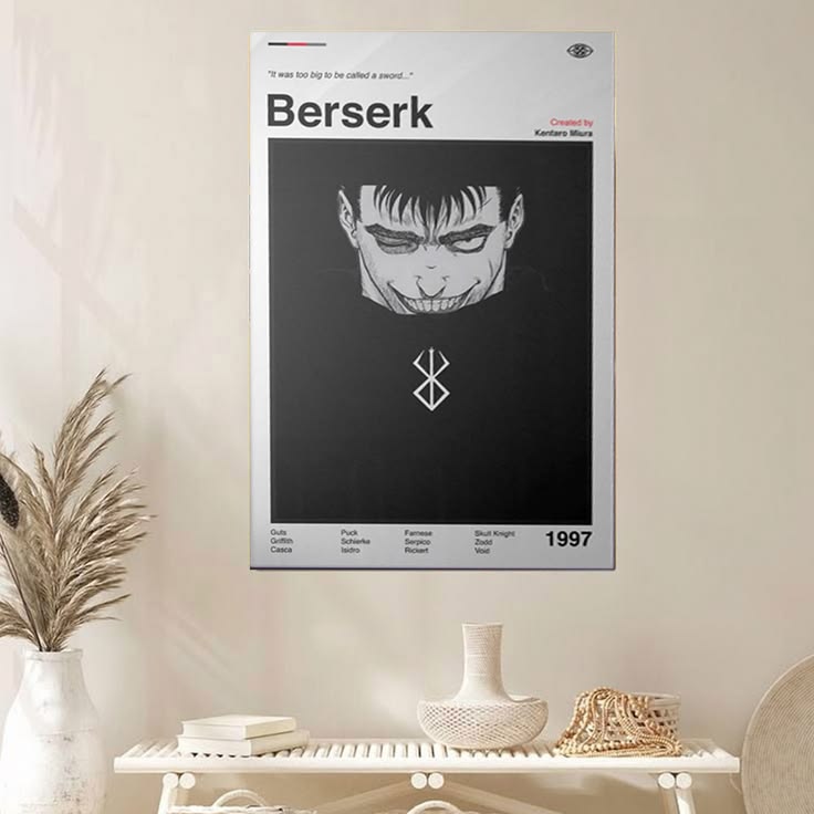 Berserk Guts Anime Poster: Minimalist Manga Art Print