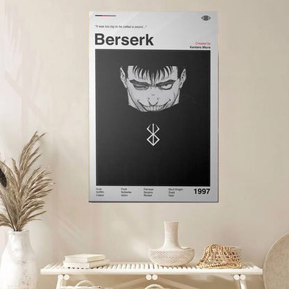 Berserk Guts Anime Poster: Minimalist Manga Art Print
