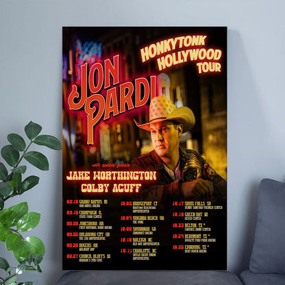 Jon Pardi Honkytonk Hollywood Tour TX Size 24''x36''